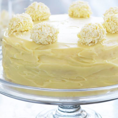 Cake covered with White Ganache